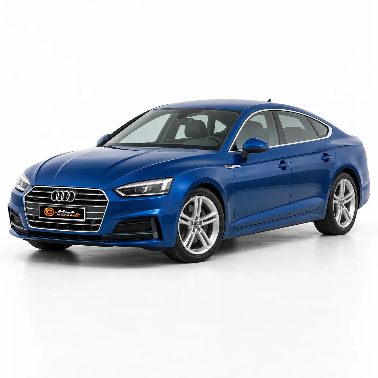 Audi A5 Génération 2 — Sportback, 2019, Berline 5 portes, bleu — vue trois-quarts avant