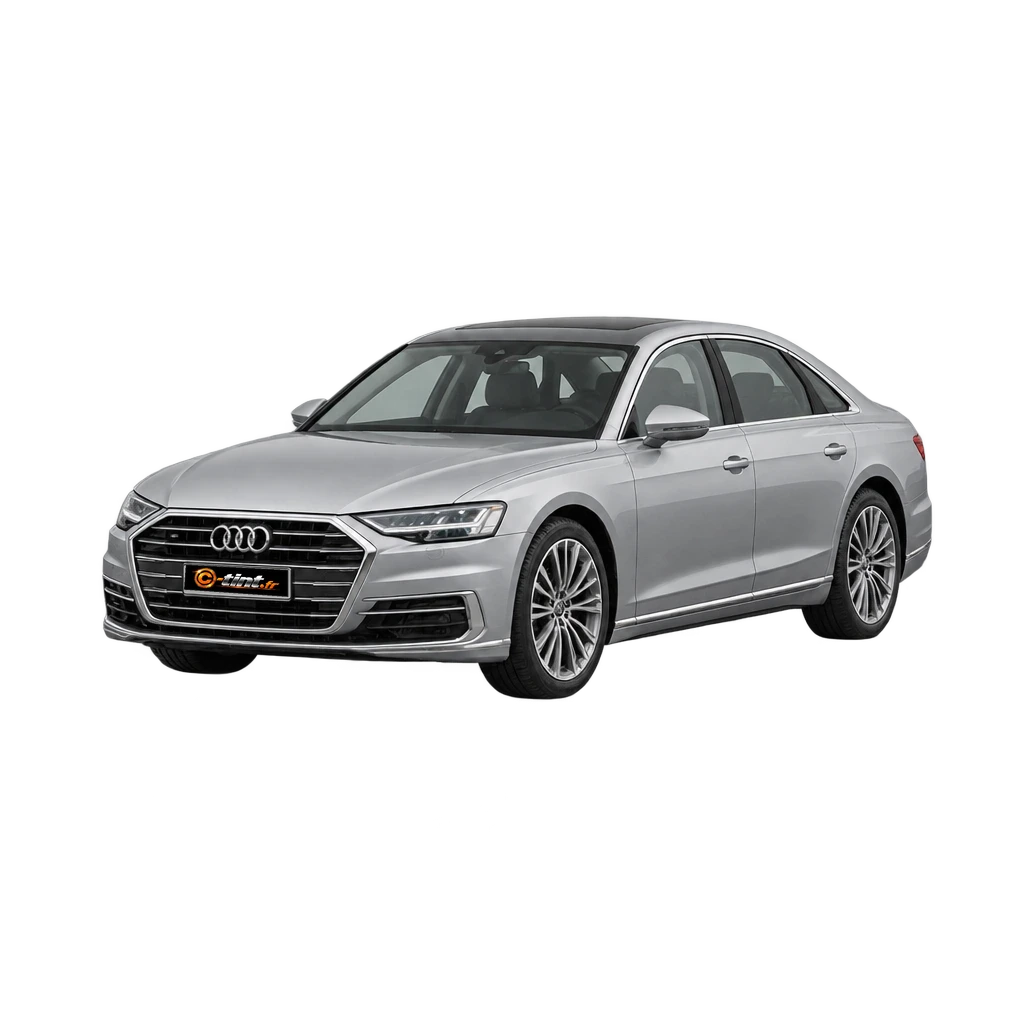 Audi A8 Génération 4 — Longue Berline, 2018, Berline 4 portes, couleur illustrée — vue trois-quarts avant