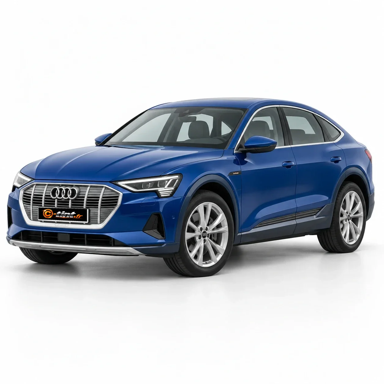 Audi e-tron Sportback électrique — avant restylage, 2021, SUV / 4x4 5 portes, bleu — vue trois-quarts avant