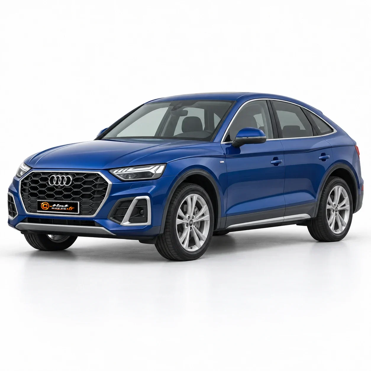 Audi Q5 Génération 2 — Sportback, 2022, SUV / 4x4 5 portes, bleu — vue trois-quarts avant