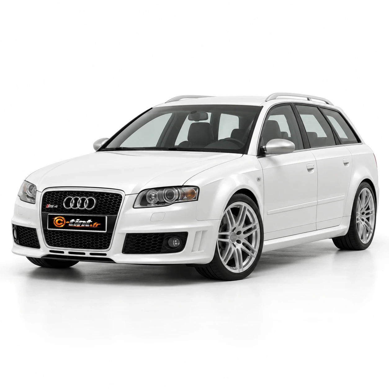 Audi RS4 Génération 3 — Avant, 2007, Break 5 portes, blanc — vue trois-quarts avant