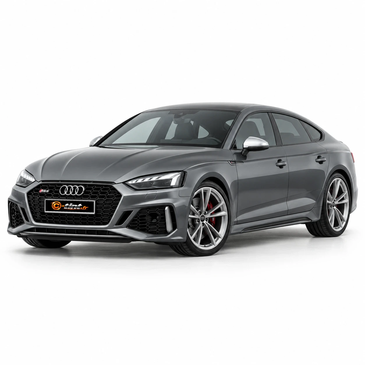 Audi RS5 Génération 2 — Sportback, 2021, 5 portes, gris — vue trois-quarts avant