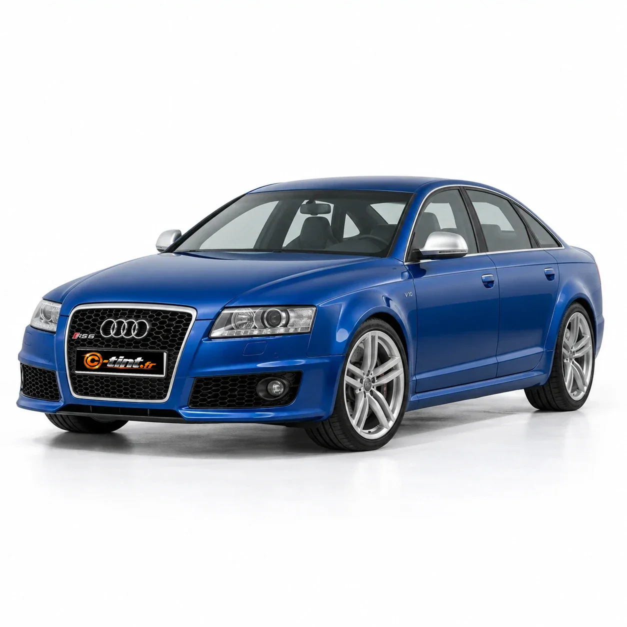 Audi RS6 Génération 2 — Berline, 2009, Berline 4 portes, bleu — vue trois-quarts avant