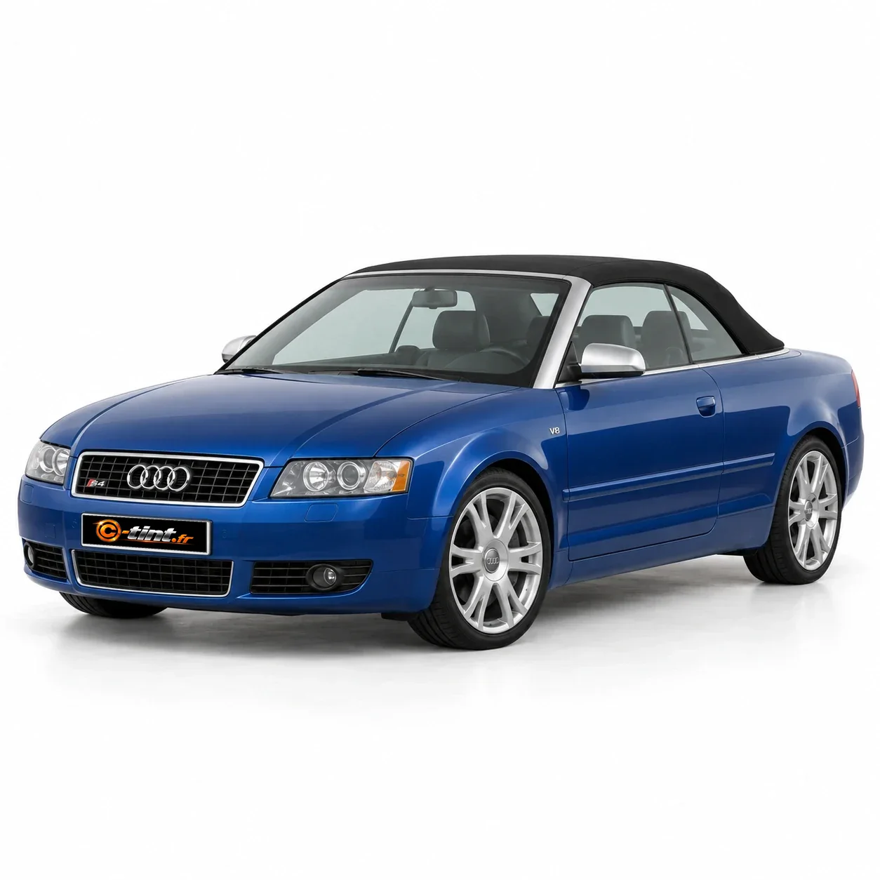Audi S4 Génération 2 — Cabriolet, 2005, Cabriolet 2 portes, bleu — vue trois-quarts avant