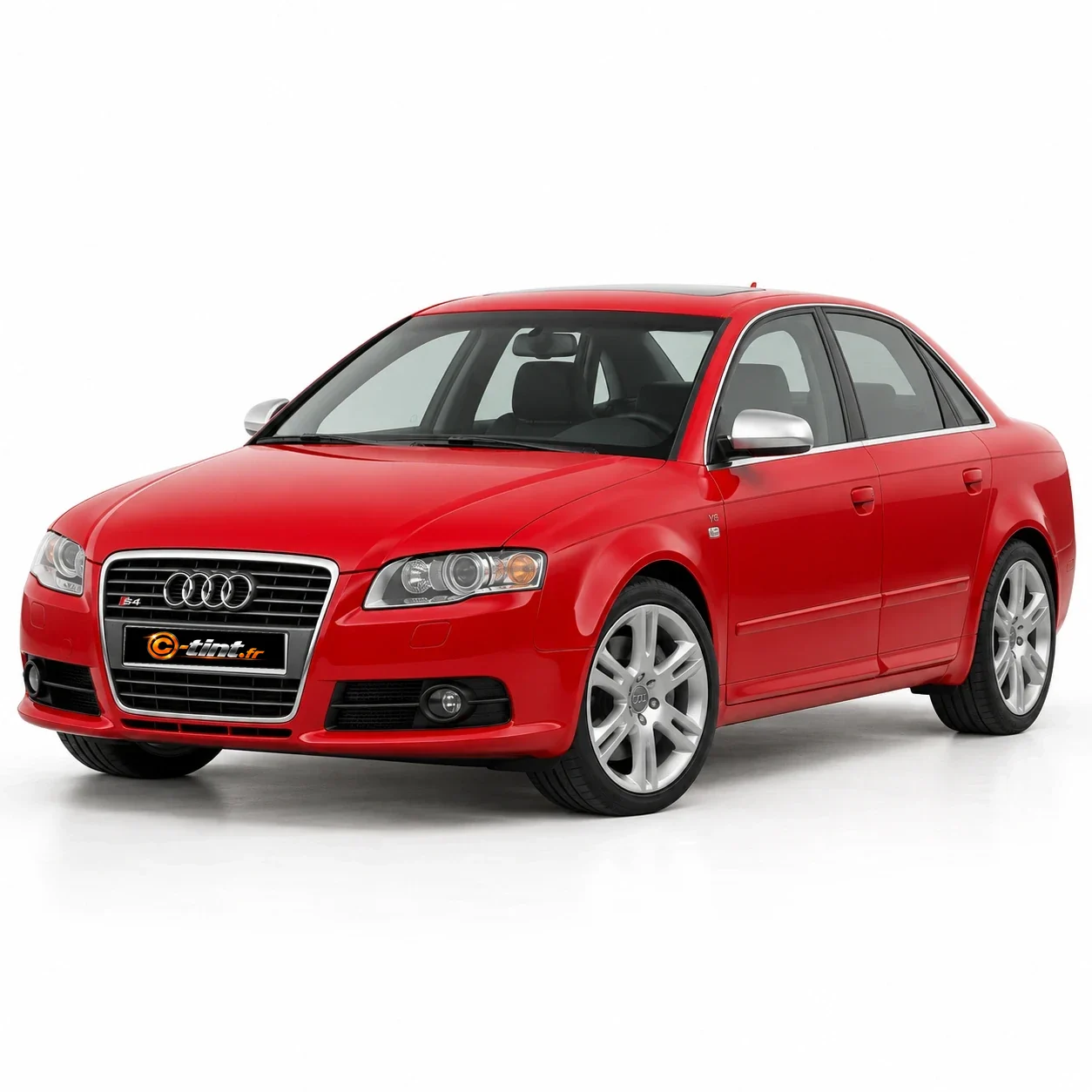 Audi S4 Génération 3 — Berline, 2006, Berline 4 portes, rouge — vue trois-quarts avant