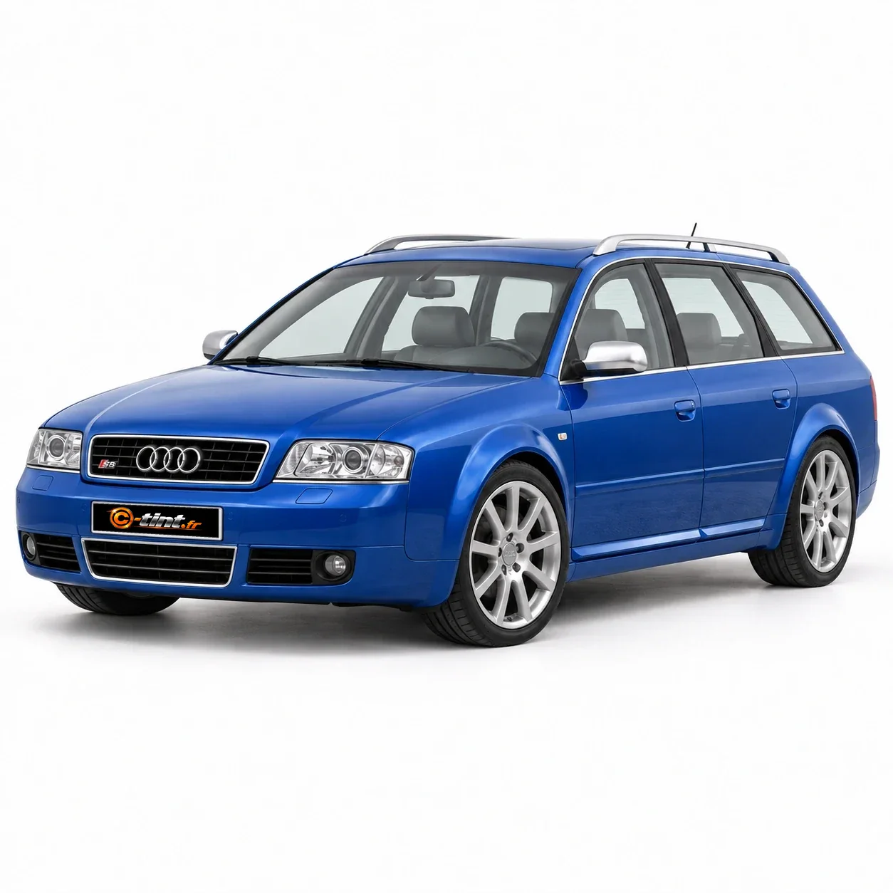 Audi S6 Génération 2 — Avant, 2002, Break 5 portes, bleu — vue trois-quarts avant