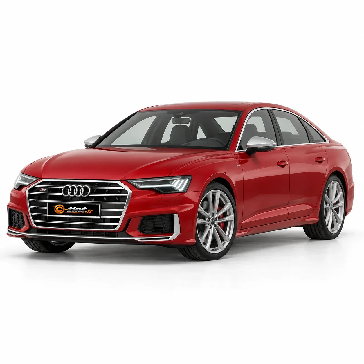 Audi S6 Génération 5 — Berline, 2021, Berline 4 portes, rouge — vue trois-quarts avant