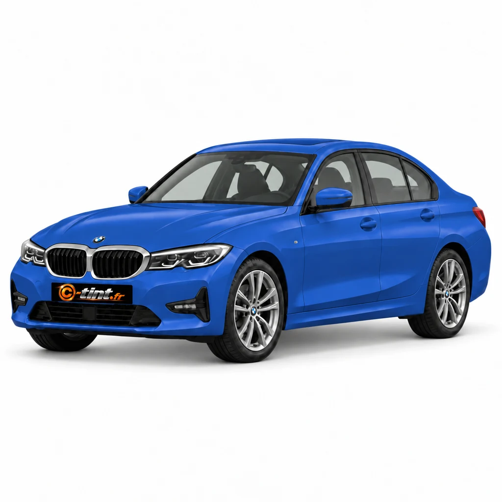 BMW Série 3 G20 — Génération 7 — Berline, 2026, Berline (4 portes), bleu — vue trois-quarts avant