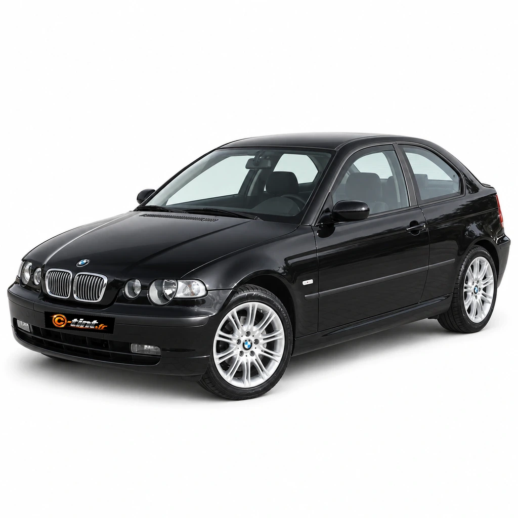 BMW Série 3 E46 — Génération 4 — Compact, 2002, Compact (3 portes), noir — vue trois-quarts avant