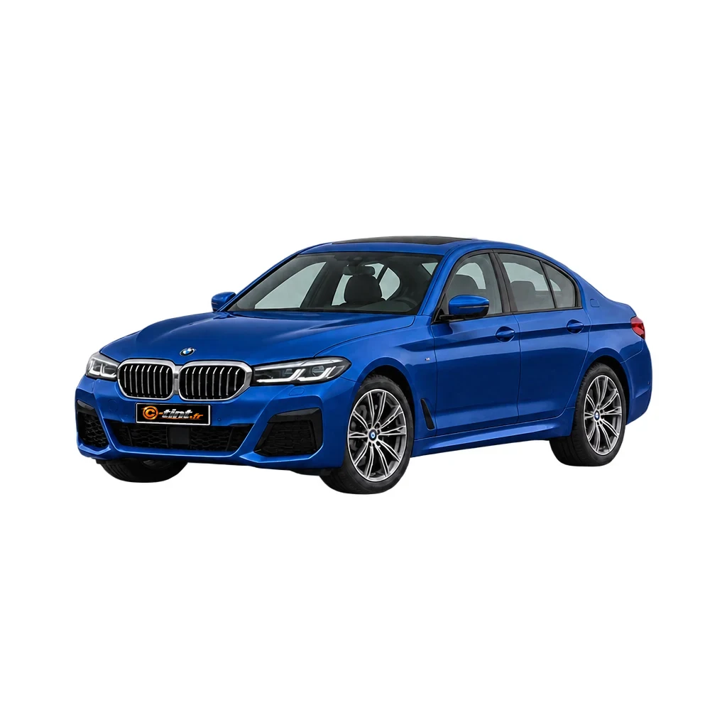 BMW Série 5 / i5 G30/F90 — Génération 8 — Berline, 2023, Berline (4 portes), bleu — vue trois-quarts avant