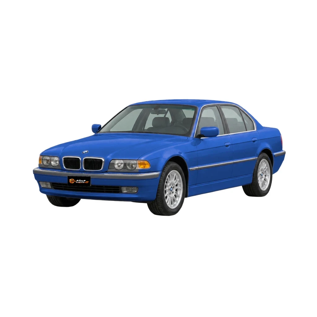 BMW Série 7 / i7 E38 L — Génération 3 — Longue Berline, 2001, Longue Berline (4 portes), bleu — vue trois-quarts avant