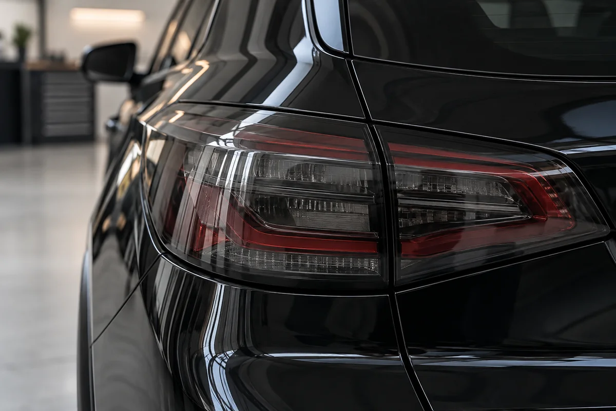 Optique automobile recouverte d’un film teinté transparent