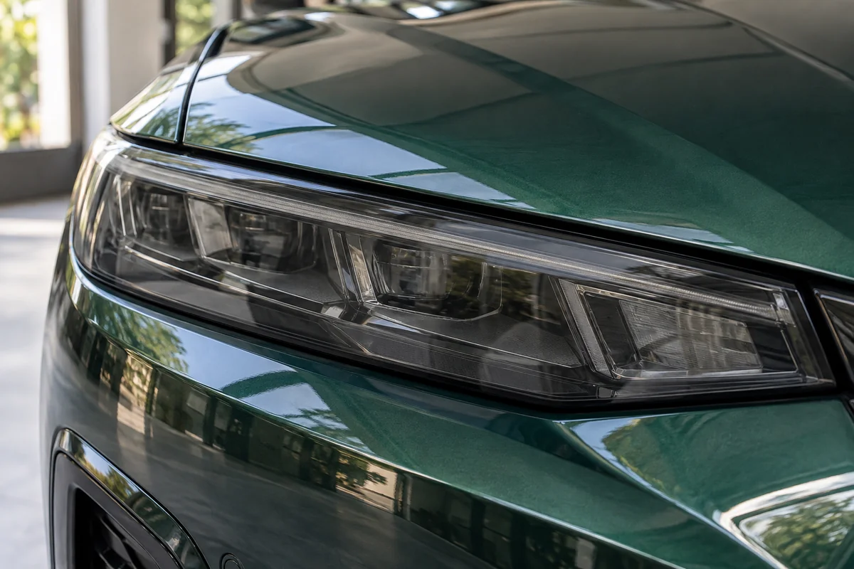 Optique automobile recouverte d’un film teinté transparent