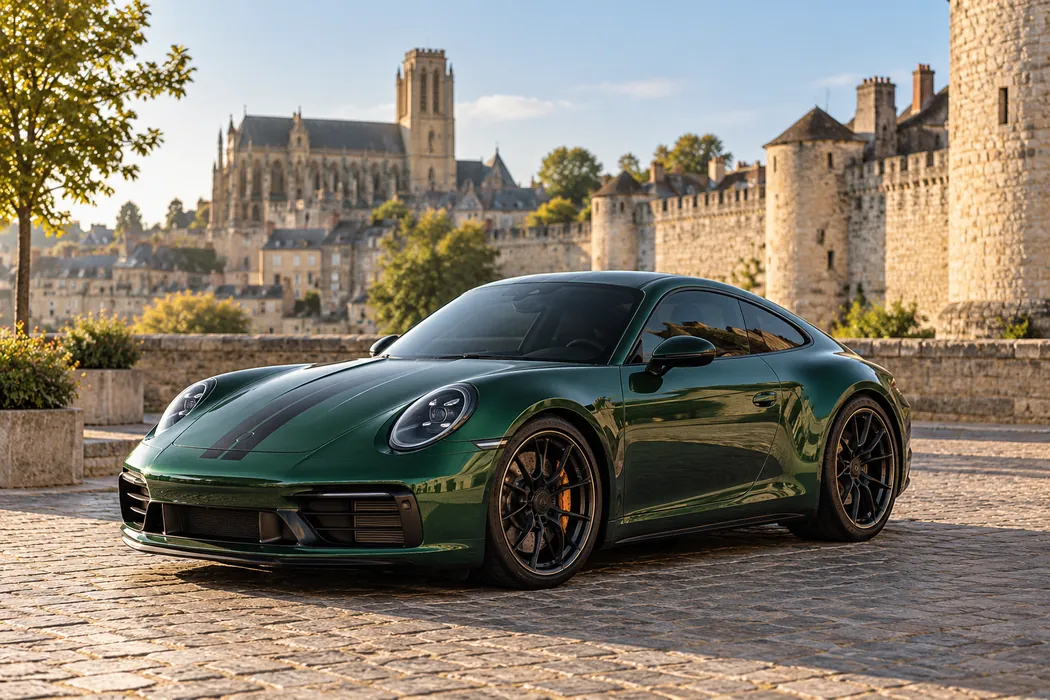 Voiture dans une ambiance inspirée de Le Mans