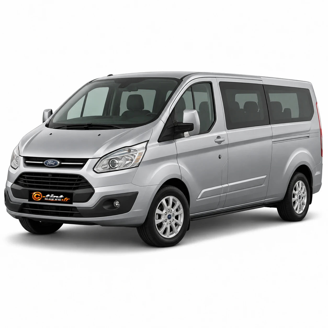 Ford Tourneo Custom Génération 1 · 1 porte latérale · vitres fixes avec hayon · Custom LONG 5 portes — vue trois-quarts avant