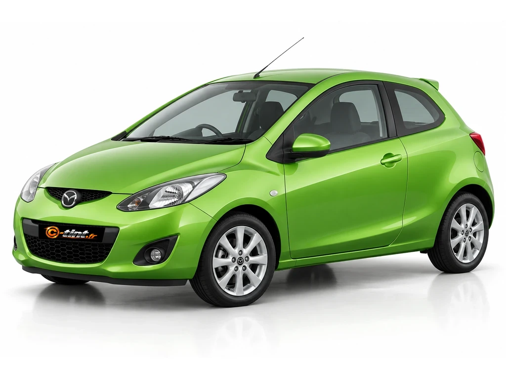 Mazda 2 DE — Génération 2 · Citadine · 3 portes — vue trois-quarts avant