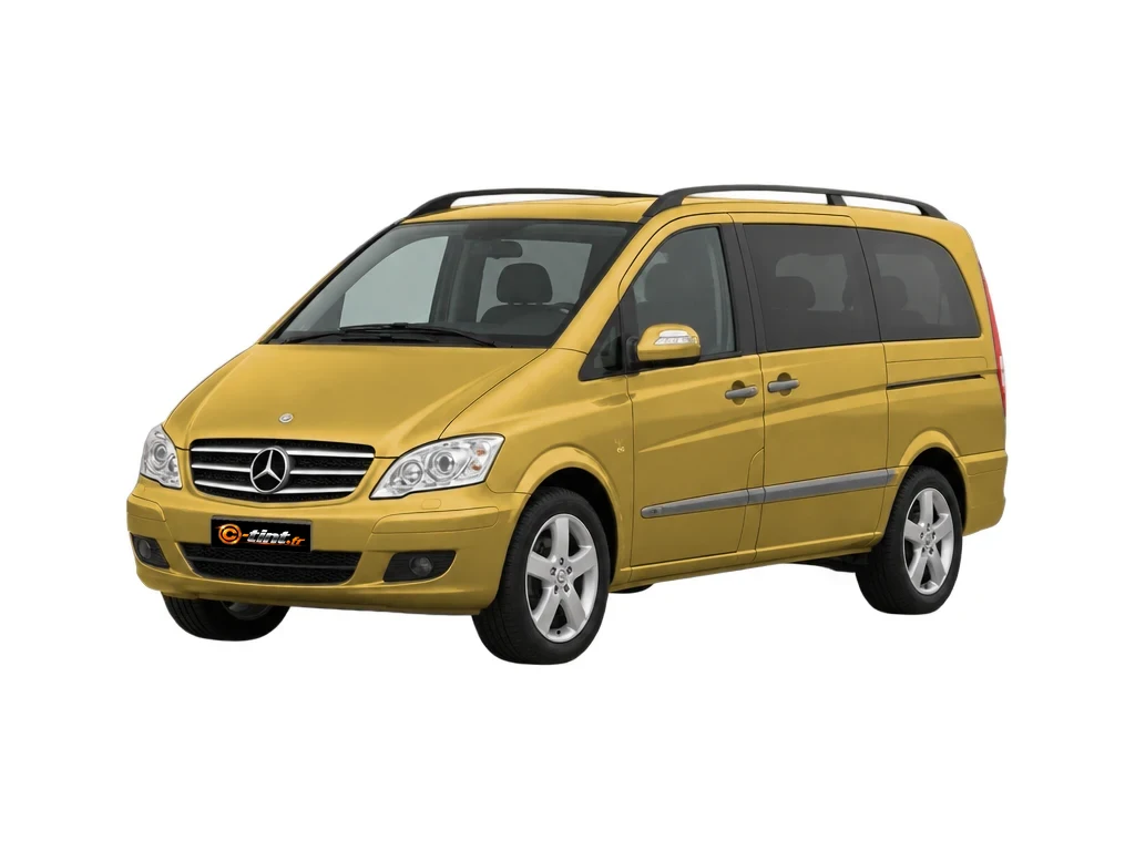 Mercedes-Benz Viano W639 — Génération 1 — Extra Long — 1 porte latérale,2 vitres ouvrantes droite et gauche latérales & hayon · Extra Long · 4 portes — vue trois-quarts avant