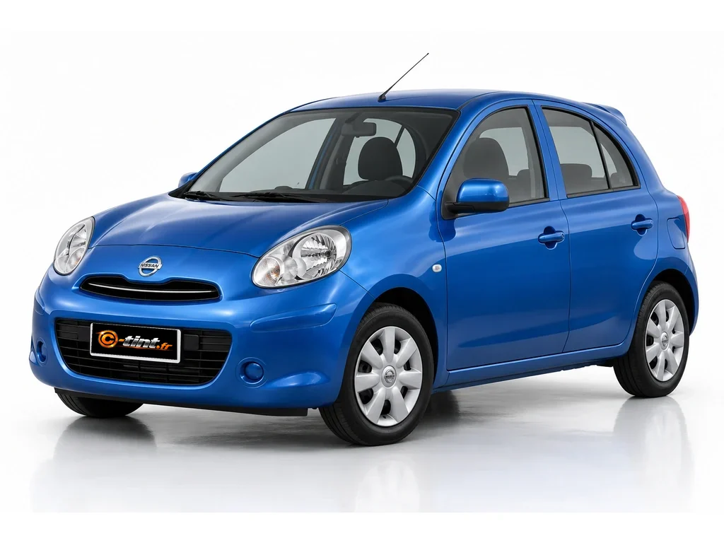 Nissan Micra K13 — Génération 4 · Berline compacte · 5 portes — vue trois-quarts avant vers la gauche