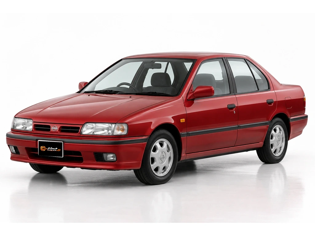 Nissan Primera P10 — Génération 1 — Berline · Berline · 4 portes — vue trois-quarts avant vers la gauche