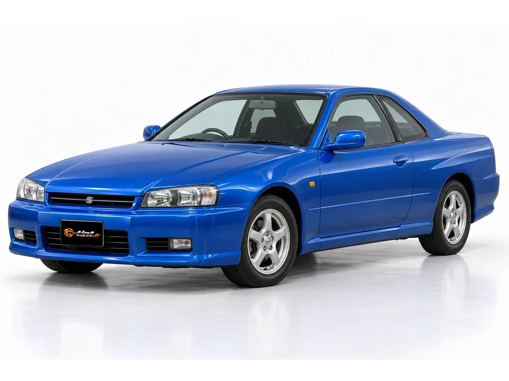 Nissan Skyline R34 — Coupé · Coupé · 2 portes — vue trois-quarts avant vers la gauche