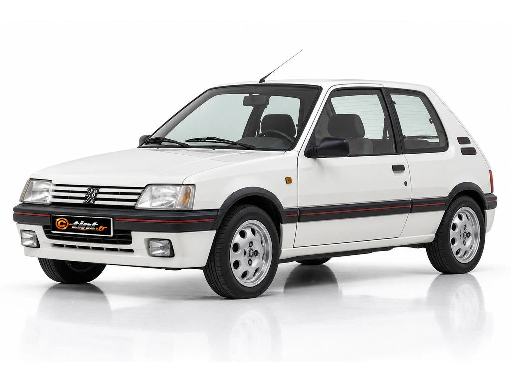 Peugeot 205 20A/C/D — Génération 1 — vitres arrières ouvrantes · Berline compacte · 3 portes — vue trois-quarts avant vers la gauche