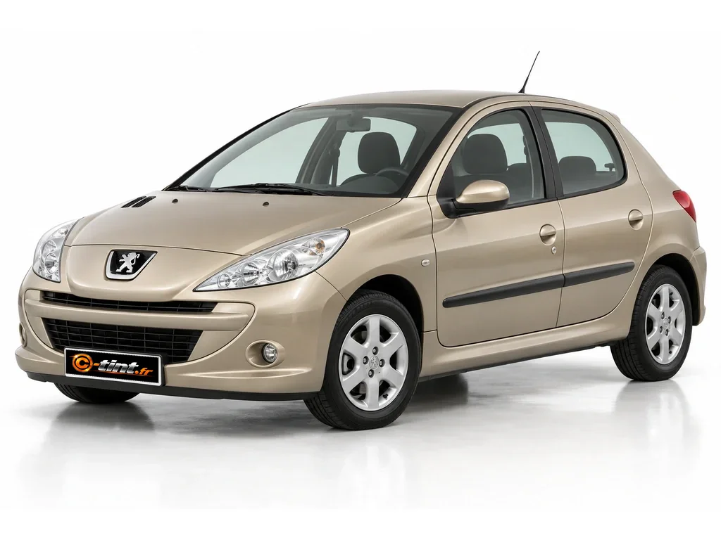 Peugeot 206 2*** — Génération 1 — Plus · Berline compacte · 5 portes — vue trois-quarts avant vers la gauche