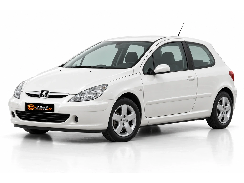 Peugeot 307 3***** — Génération 1 · Berline compacte · 3 portes — vue trois-quarts avant vers la gauche