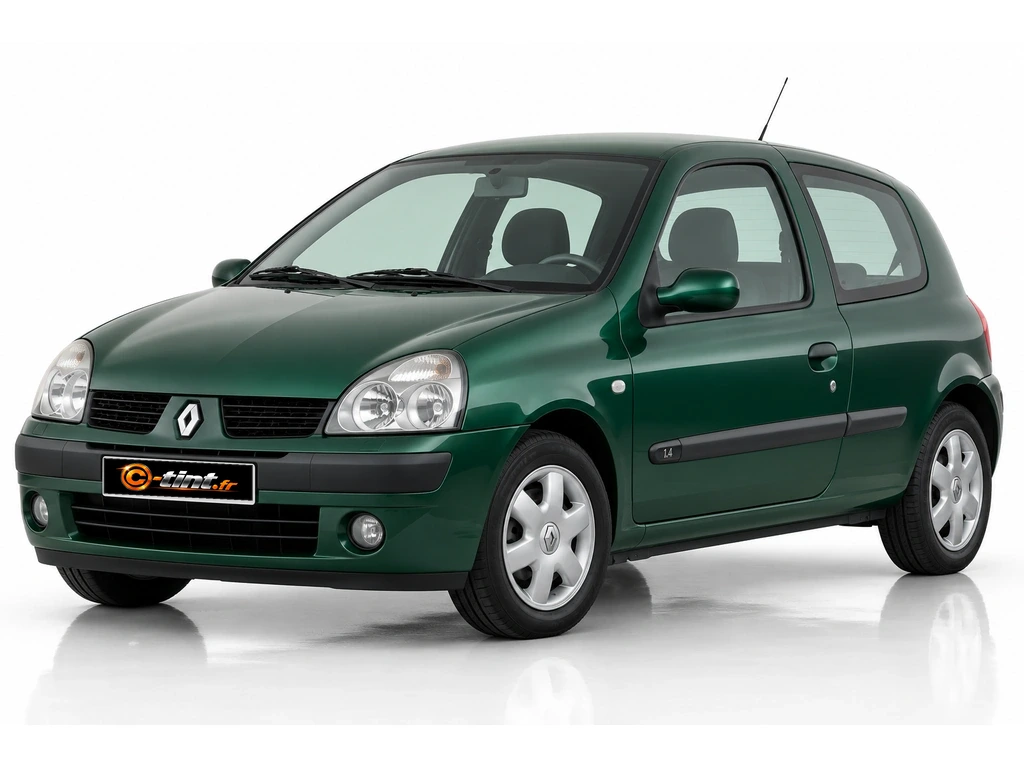 Renault Clio B — Génération 2 · Berline compacte · 3 portes — vue trois-quarts avant vers la gauche
