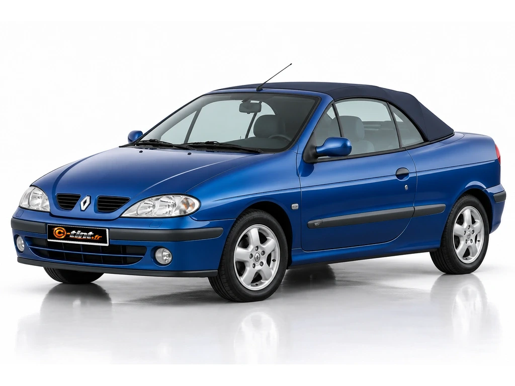 Renault Megane BA/DA/LA/EA — Génération 1 — Cabriolet — lunette arrière non incluse (toile) · Cabriolet · 2 portes — vue trois-quarts avant vers la gauche