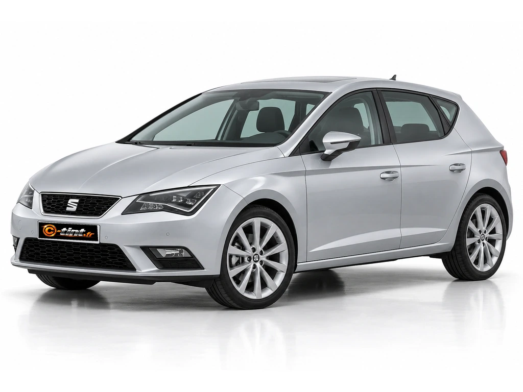 Seat Leon 5F — Génération 3 · Berline compacte · 5 portes — vue trois-quarts avant vers la gauche
