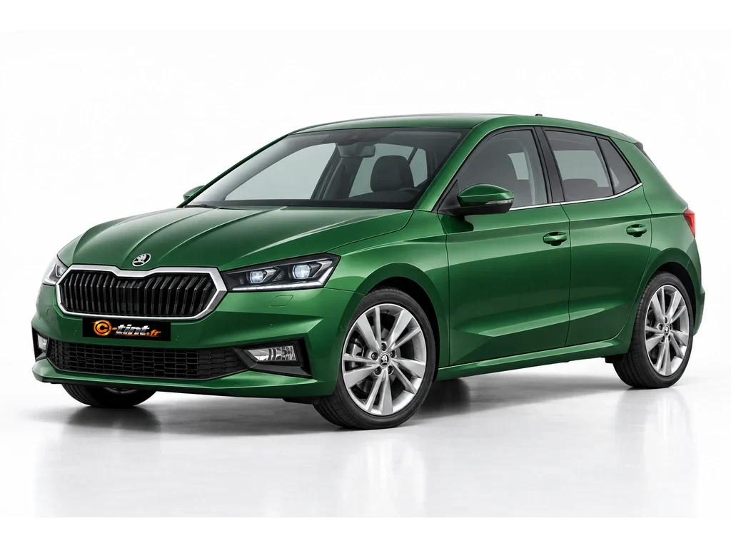 Skoda Fabia PJ — Génération 4 · Berline compacte · 5 portes — vue trois-quarts avant vers la gauche