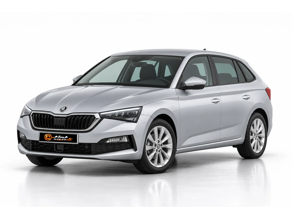 Skoda Scala NW1 — Génération 1 · Berline compacte · 5 portes — vue trois-quarts avant vers la gauche