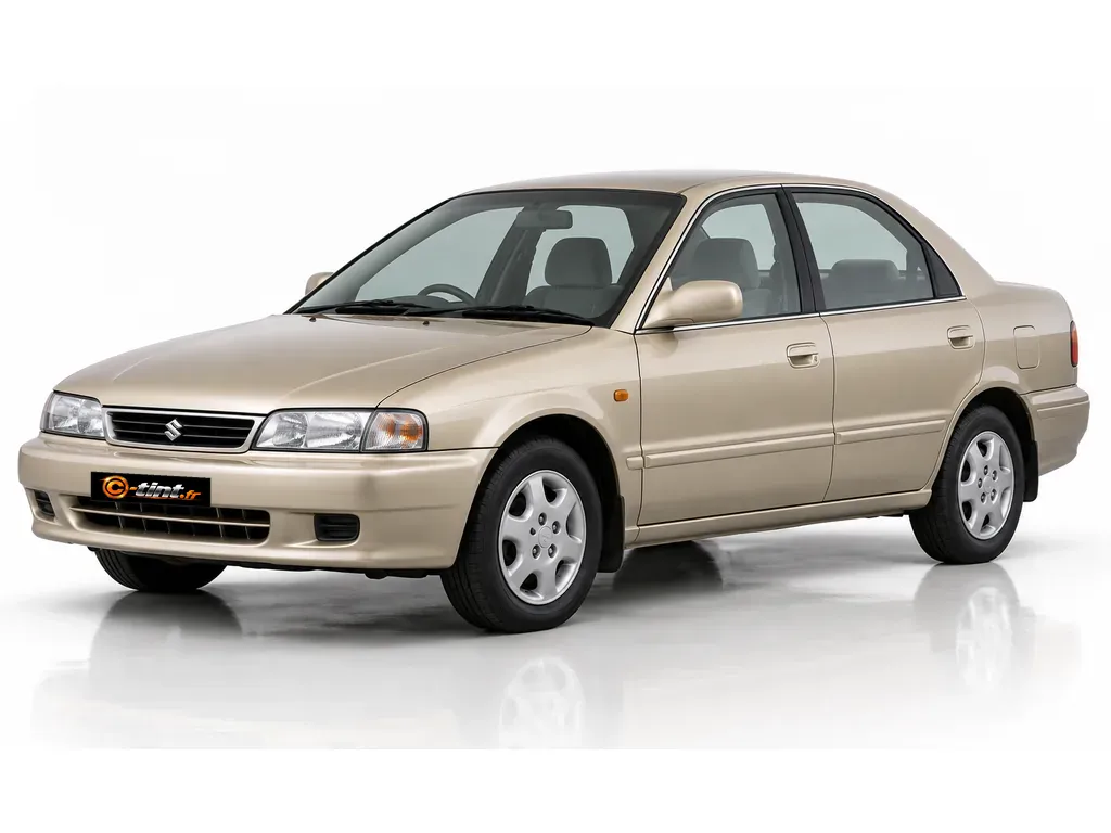 Suzuki Baleno EG — Génération 1 — Berline · Berline · 4 portes — vue trois-quarts avant vers la gauche