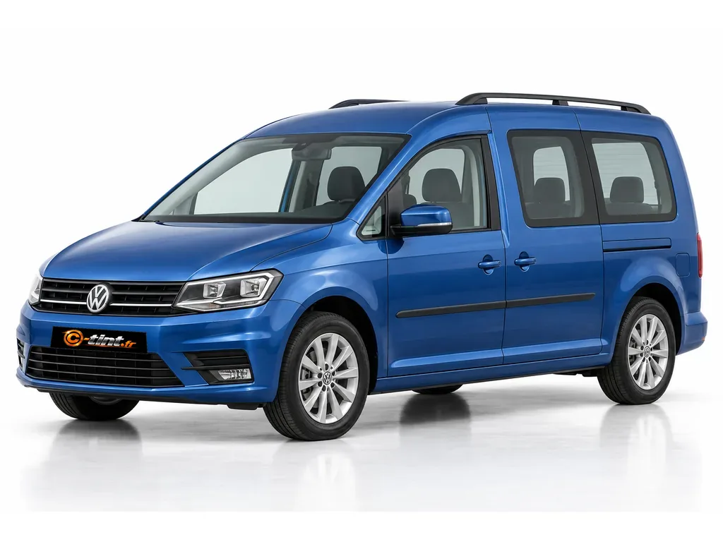 Volkswagen Caddy 2k — Génération 4 — vitres fixes + 2 portes latérales & hayon · Monospace · 5 portes — vue trois-quarts avant vers la gauche