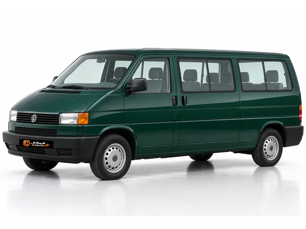 Volkswagen Caravelle (T4) Long — 2 portes latérales,vitres ouvrantes et hayon · Monospace · 5 portes — vue trois-quarts avant vers la gauche