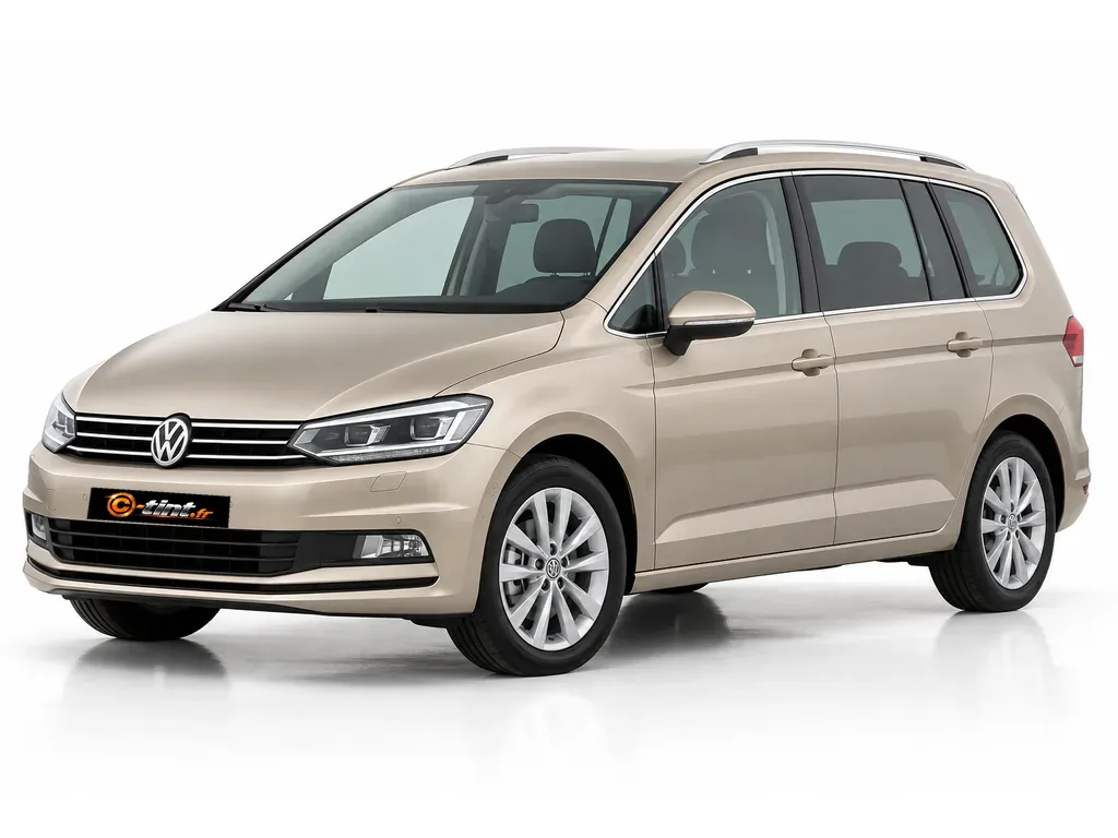 Volkswagen Touran 5T — Génération 2 · Monospace · 5 portes — vue trois-quarts avant vers la gauche